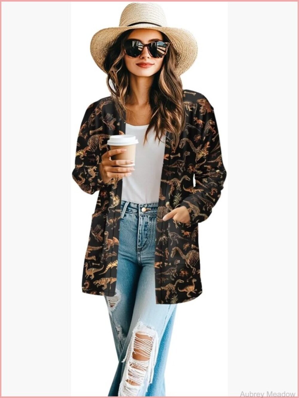 Cardigan Jacket with Pockets Open Front Long Sleeve Coat